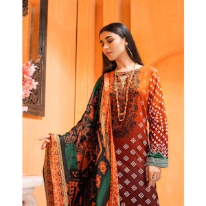 Brown Unstitched - 3 PCs Inaya Lawn Suit for Women